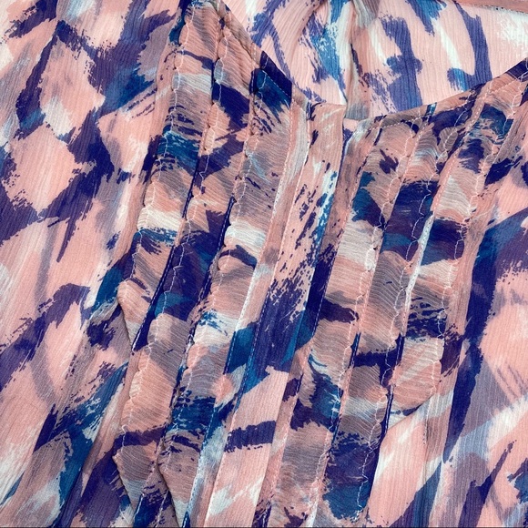 Anthropologie Maeve Silk Pink Blue Water Color top - Picture 6 of 8